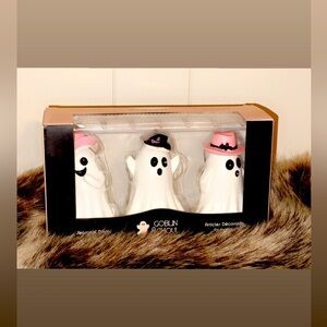NWT Goblin & Ghoul Set of 3 Ghosts Wearing Cowgirl Hats Halloween/Fall Decor